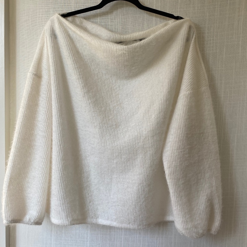 Boat neck white sweater